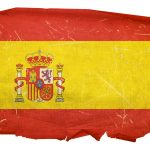 Spain Flag old, isolated on white background